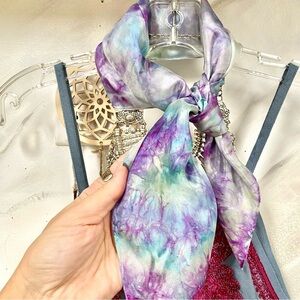 Lilac dream SILK watercolour scarf/neck wrap w boho shabby chic vibe